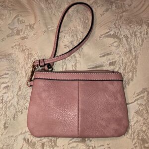 Black Rivet Pink Gold Tone Small Zip Up Wristlet Wallet